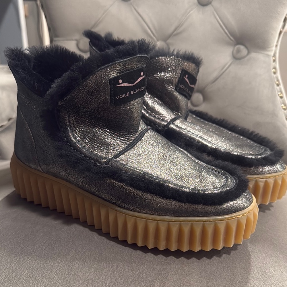 Voile Blanche Metallic Fur-Lined Sneakers